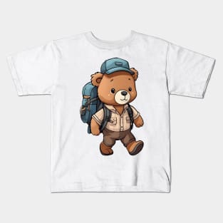 Cute bear hiking kawaii Kids T-Shirt